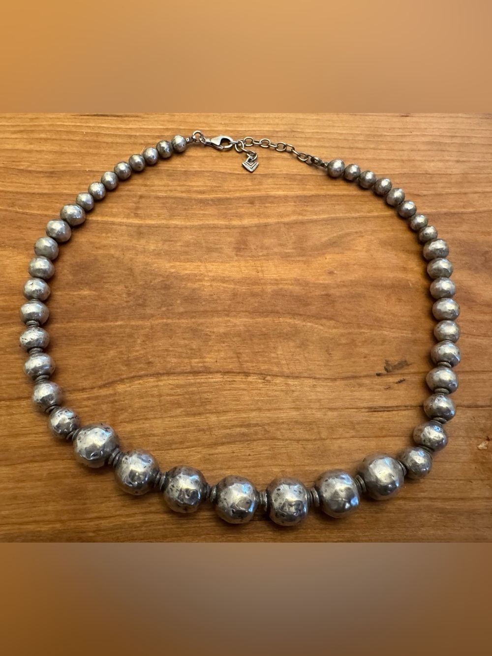 Hammered Bead Necklace in Silver Finish - Women Jewelry